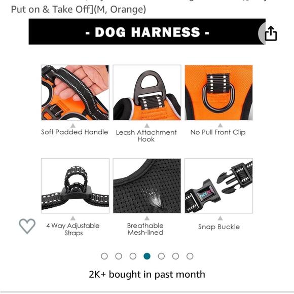 Phoepet Orange No Pull Harness size Medium Easy On and Off - Picture 6 of 8
